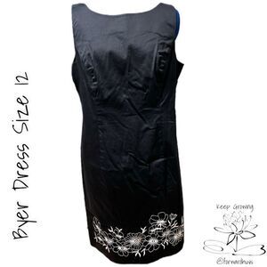 Byer Dress Black Dress with White Floral Embroidery Size 12